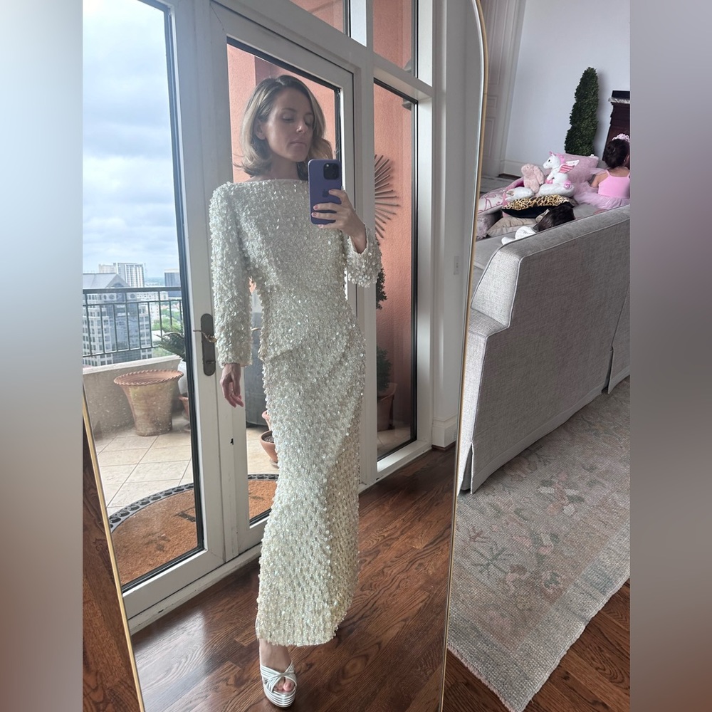 Vintage Sequined White Wiggle Gown Dress 1960’s